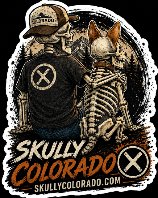 Skully Colorado — Skeleton & Dog — Sticker